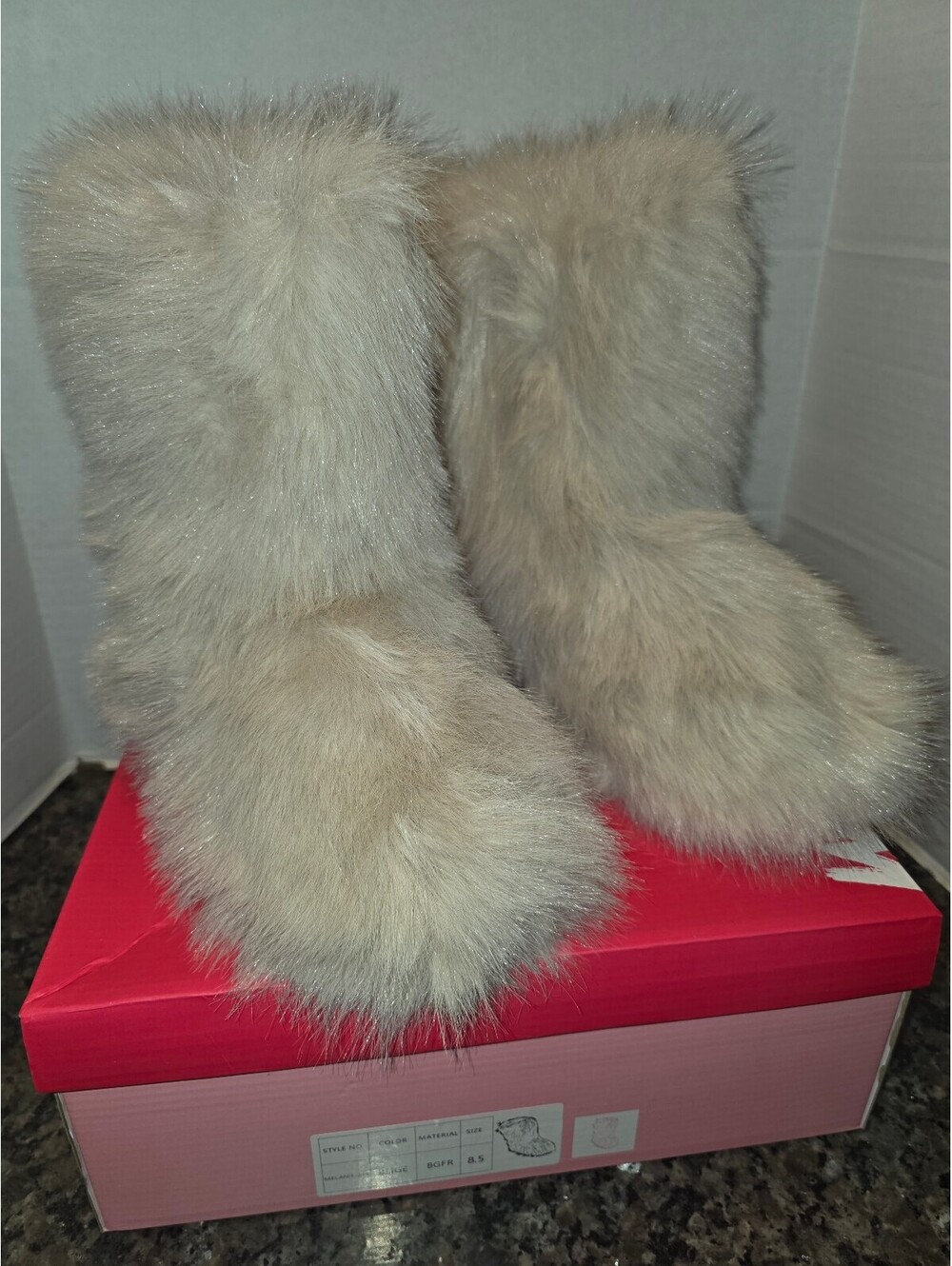Women's Fur Snow Winter Warm Plush Boots Mid Calf Boots Furry Cute Shoes